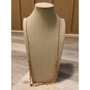 Taramanda Gold Tone Necklace With Long Orange Beads